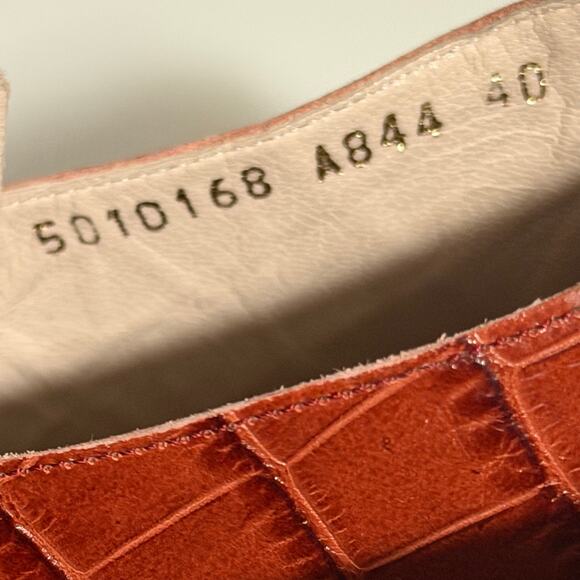 Escada Croc Embossed Leather Ankle Booties Rust Brown Italy Back Zip EU 40 - Picture 12 of 14